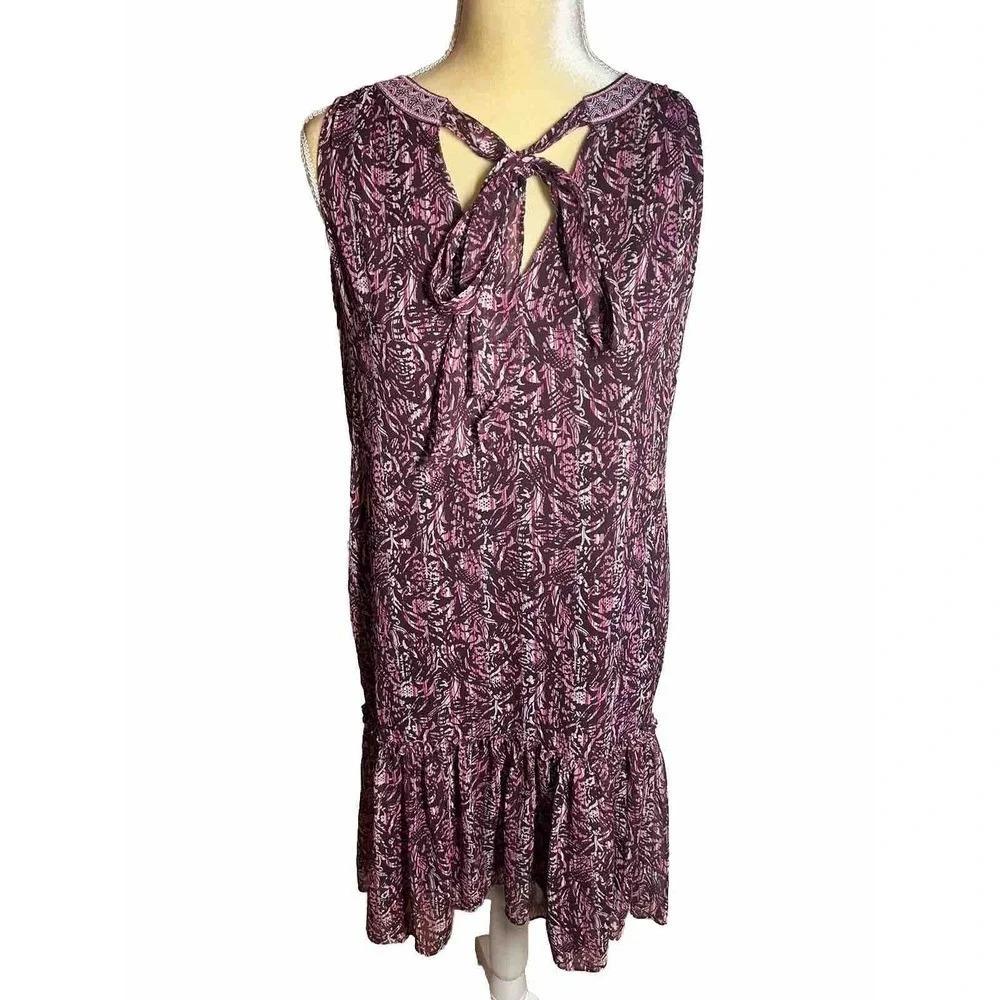 White House Black Market Raspberry Floral Sleeveless Chiffon Tiered Dress Sz S